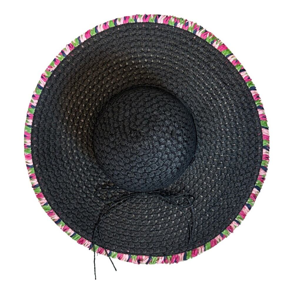 Beautiful Sun Beach Hat Black With Colorful Trim